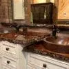 15" Small Round Skirted Vessel Hammered Copper Sink