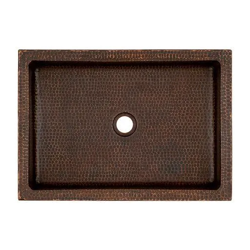 20" Rectangle Skirted Vessel Hammered Copper Sink