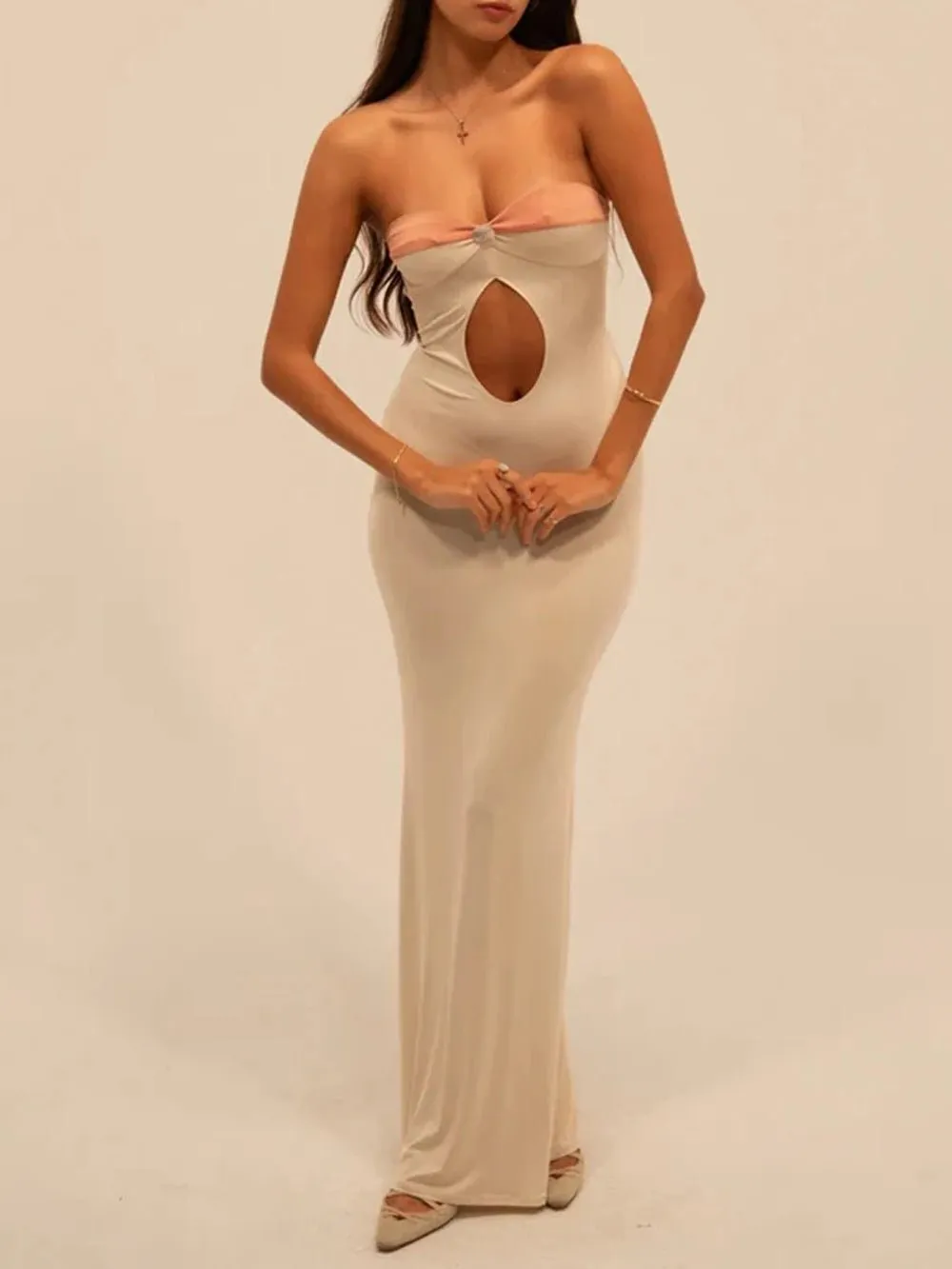 Alyssa Hollow Out Off Shoulder Maxi Dress