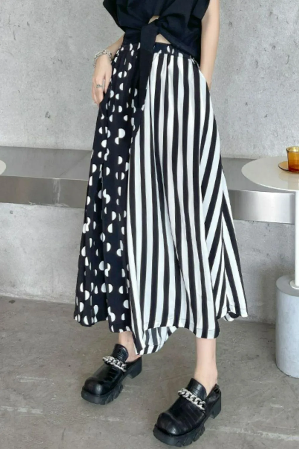 Blue Zone Planet |  Mixed Print Cropped Culottes with Pockets