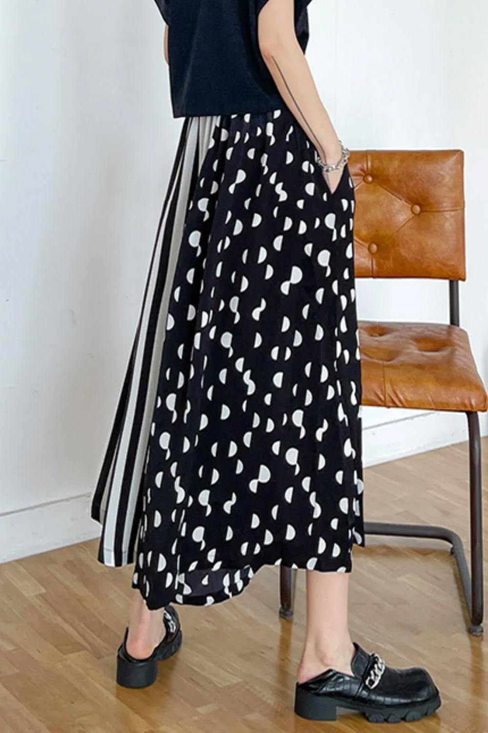 Blue Zone Planet |  Mixed Print Cropped Culottes with Pockets