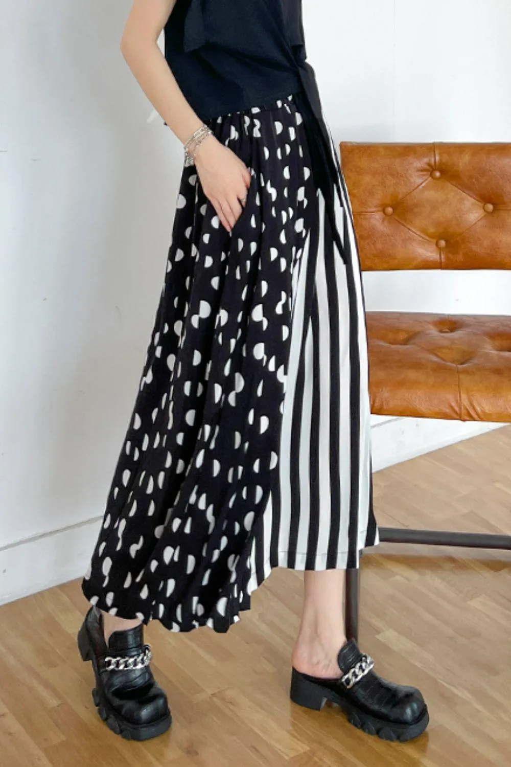 Blue Zone Planet |  Mixed Print Cropped Culottes with Pockets