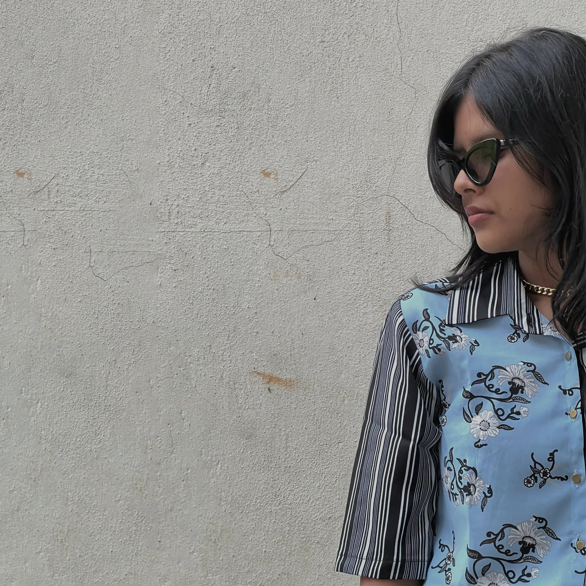 Clashed Floral and Stripe Print Shirt