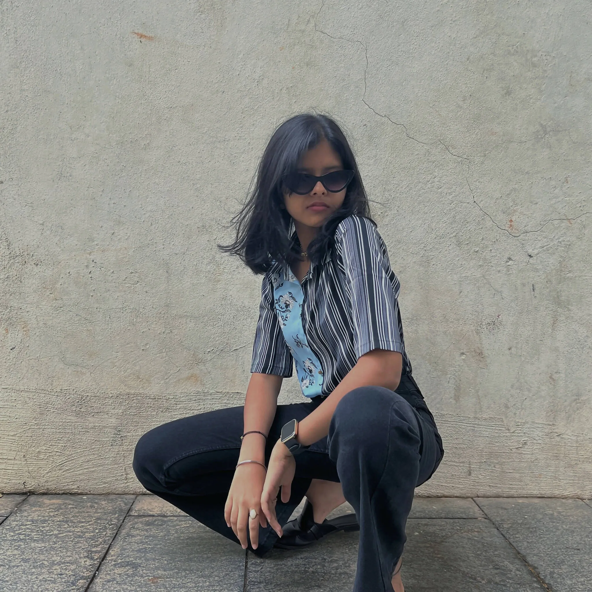 Clashed Floral and Stripe Print Shirt