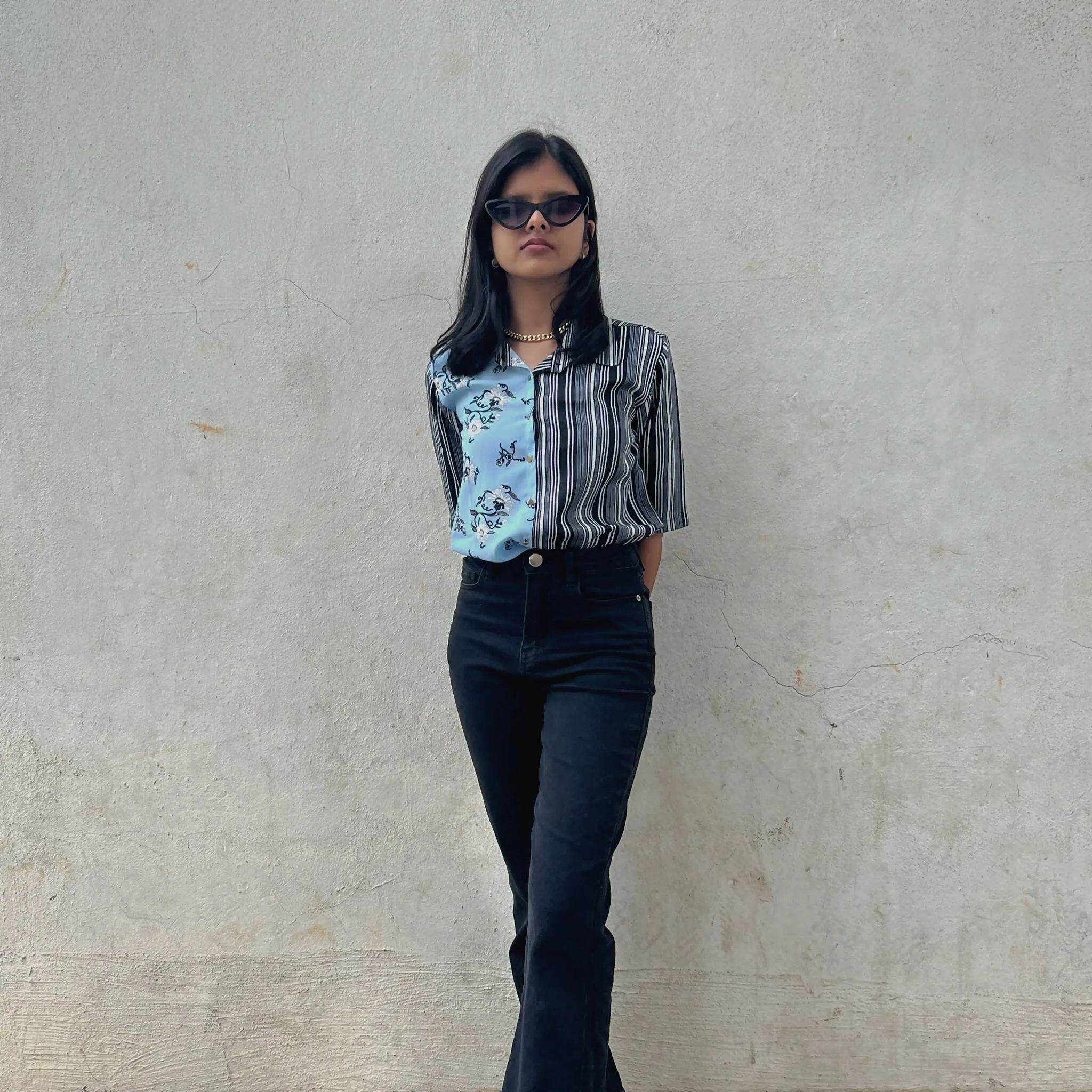Clashed Floral and Stripe Print Shirt