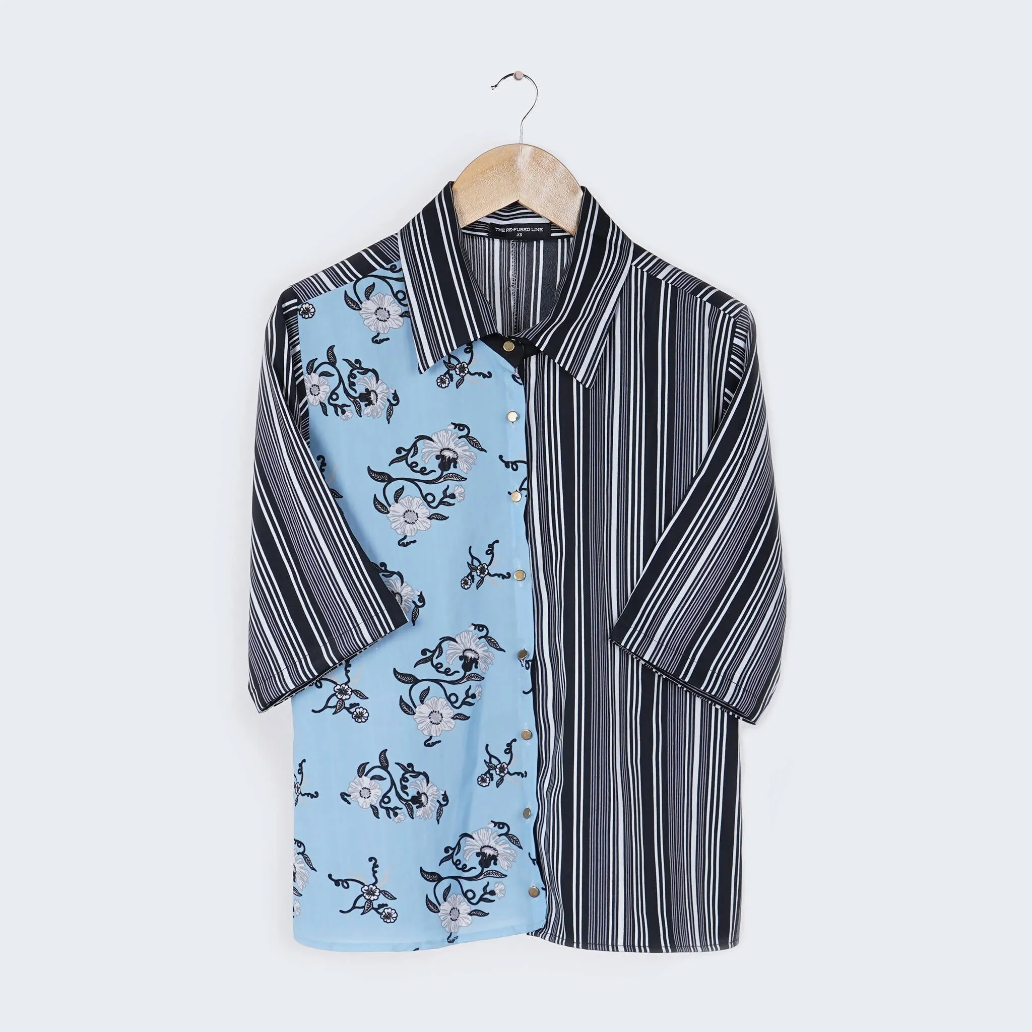 Clashed Floral and Stripe Print Shirt