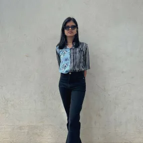 Clashed Floral and Stripe Print Shirt