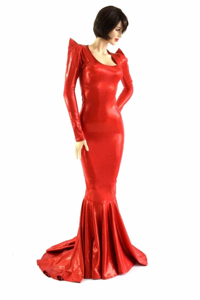Devil Red Holographic Puddle Train Gown