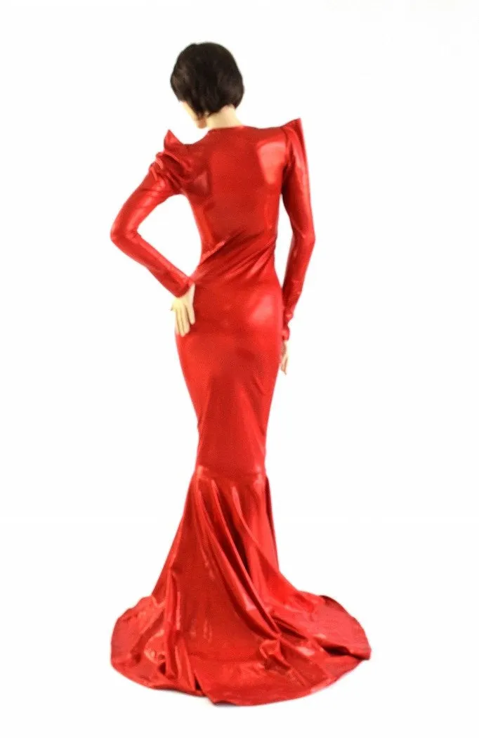 Devil Red Holographic Puddle Train Gown