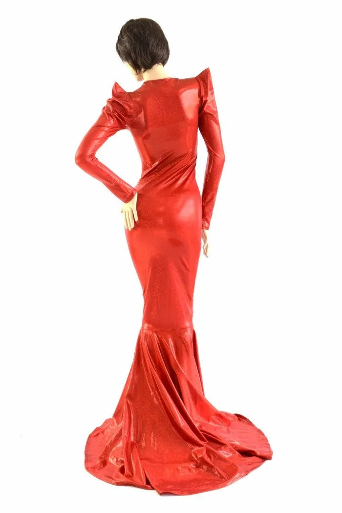 Devil Red Holographic Puddle Train Gown