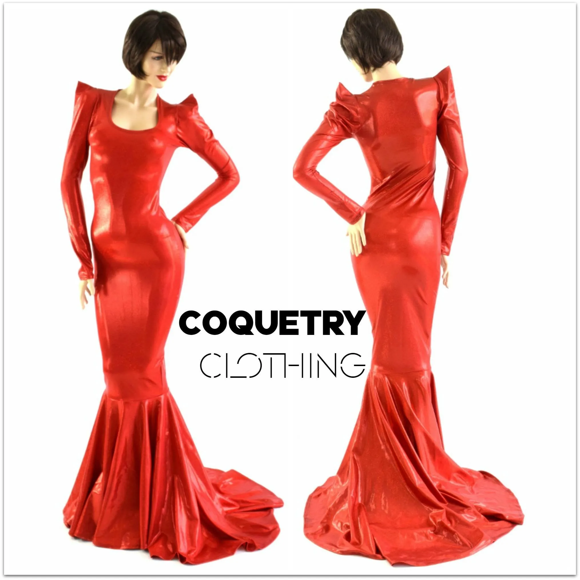 Devil Red Holographic Puddle Train Gown