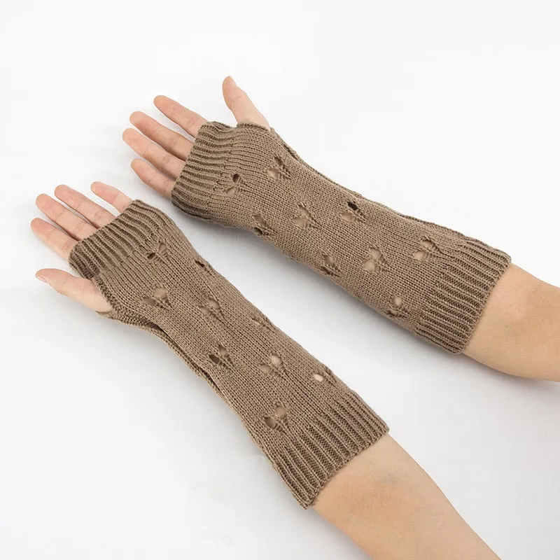 Fingerless Knit Gloves in 6 Colors For Wear With or Without Sleeves