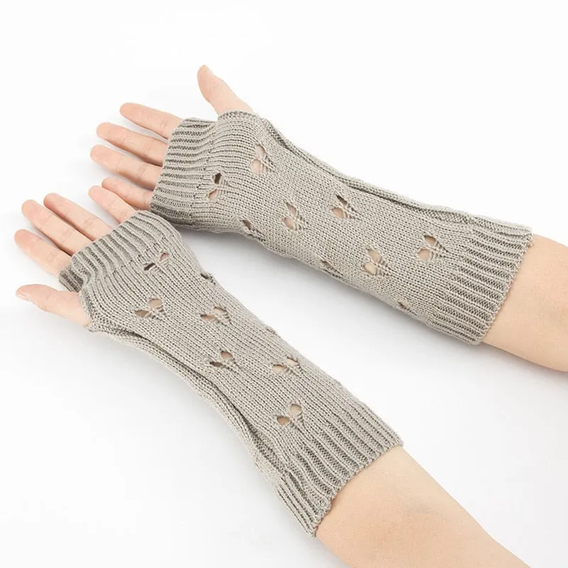 Fingerless Knit Gloves in 6 Colors For Wear With or Without Sleeves