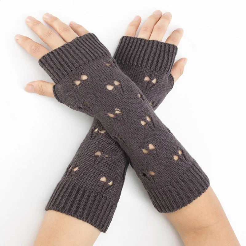 Fingerless Knit Gloves in 6 Colors For Wear With or Without Sleeves