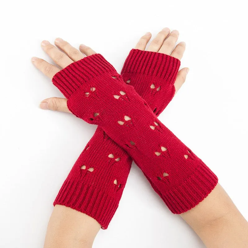 Fingerless Knit Gloves in 6 Colors For Wear With or Without Sleeves