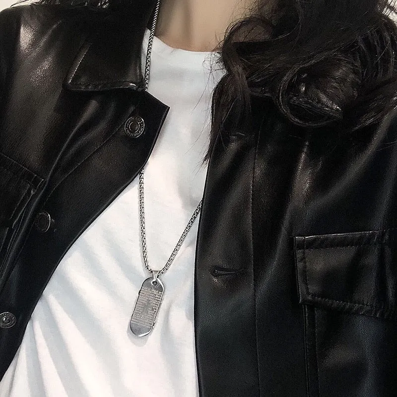 Flytonn Goth Fashion Skateboard Pendant Necklace Men Punk Long Chain Necklaces On The Neck Stainless Steel Women's Men's Jewelry