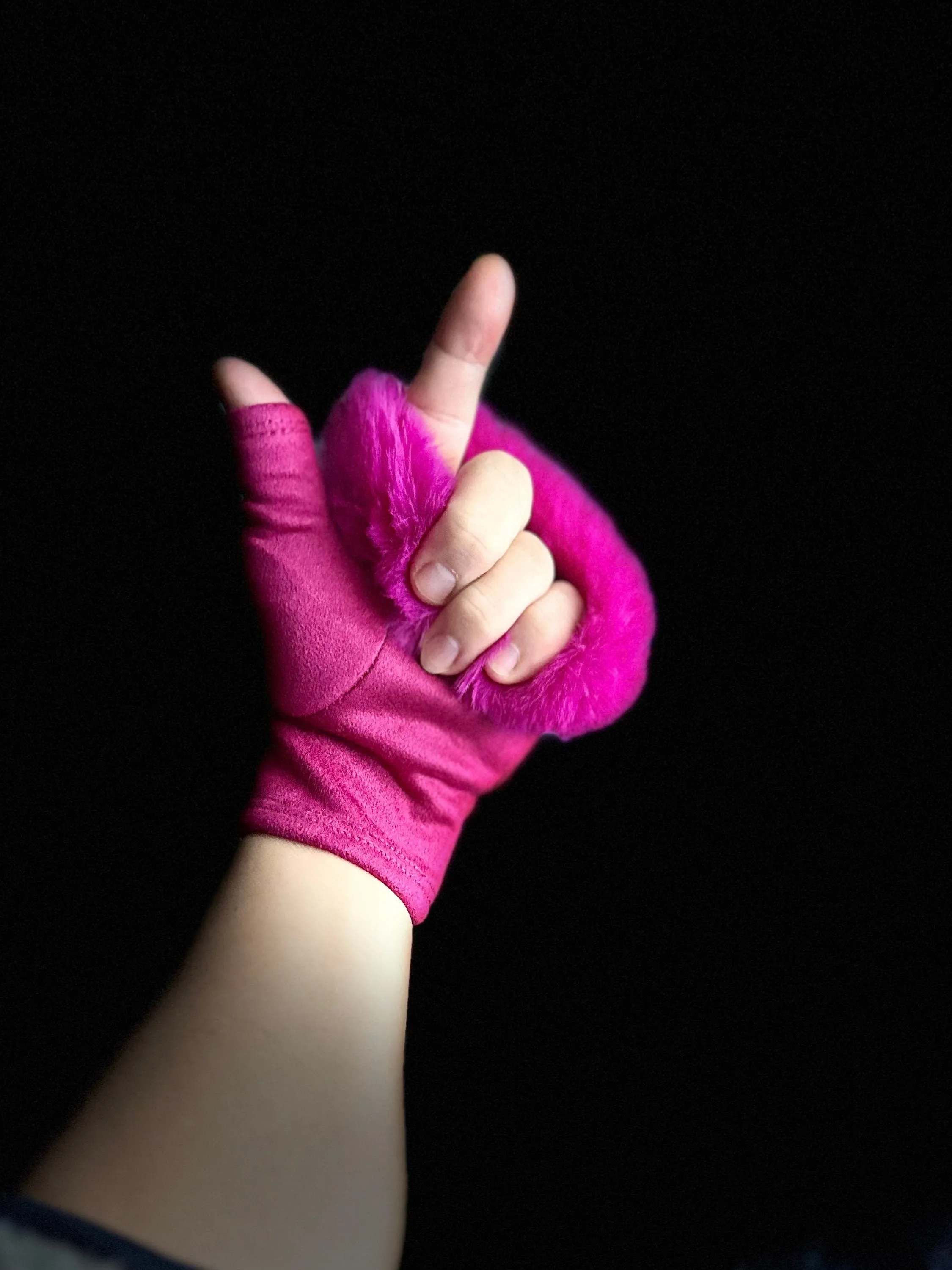 Fuchsia Pink Suede Fingerless Gloves with Faux Fur details,Winter Gloves,Women Gloves,Great Gifts for Mom,Her,Birthday and Christmas