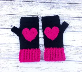 Heart Fingerless Gloves (Custom Colour)