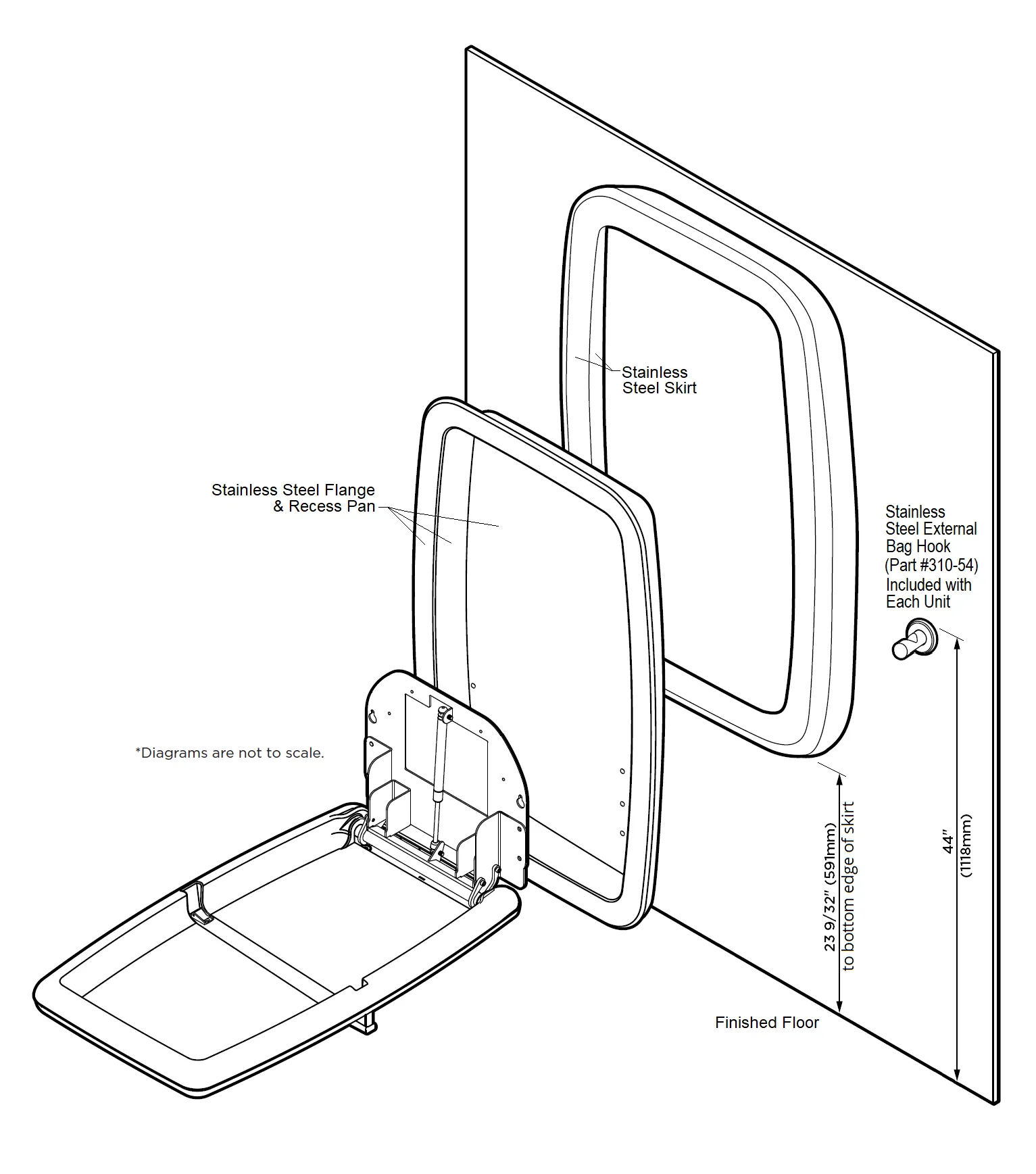 Koala Kare® KB311-SSWM-MBLK - Matte Black Wall Mounted Vertical Stainless Steel Baby Changing Station (Newest Generation)