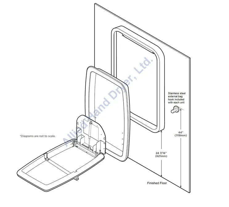 Koala Kare KB311-SSWM-MBLK - Matte Black Wall Mounted Vertical Stainless Steel Baby Changing Station