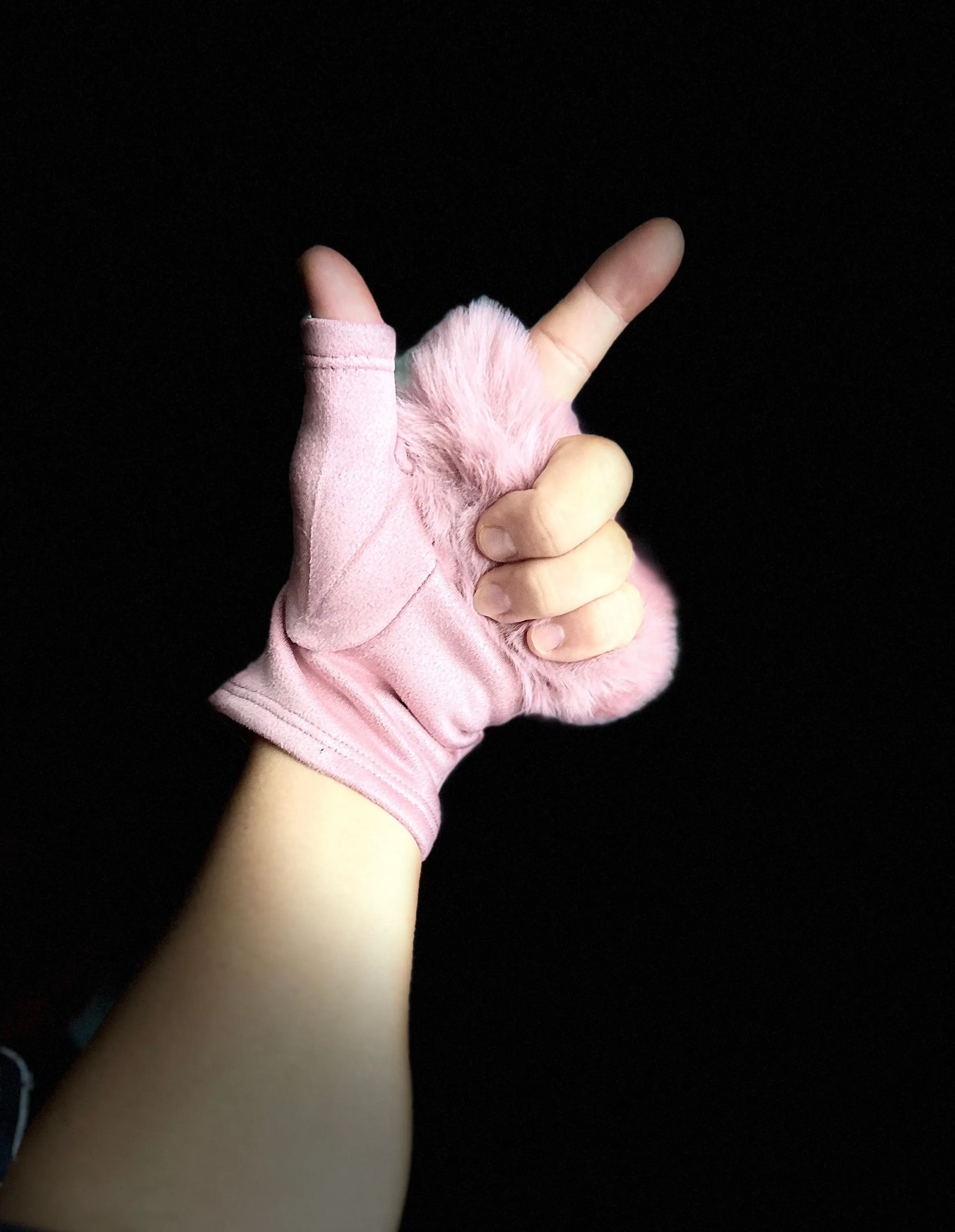 Light Pink Suede Fingerless Gloves with Faux Fur details,Winter Gloves,Women Gloves,Great Gifts for Mom,Her,Birthday and Christmas