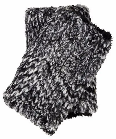 Men's Fingerless / Texting Gloves, Reversible - Cozy Cable in Ash Faux Fur