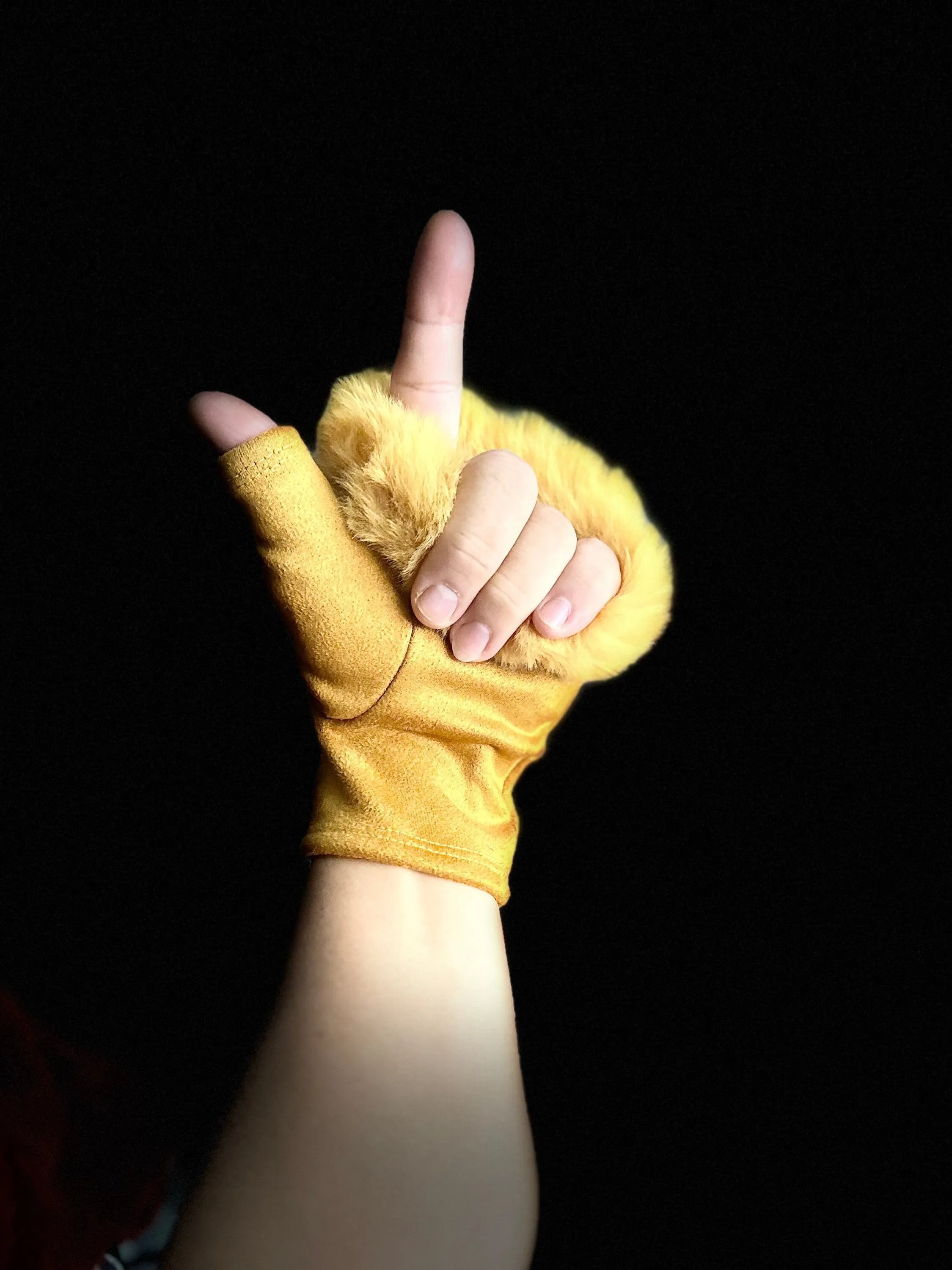 Mustard Yellow Suede Fingerless Gloves with Faux Fur details,Winter Gloves,Women Gloves,Great Gifts for Mom,Her,Birthday and Christmas