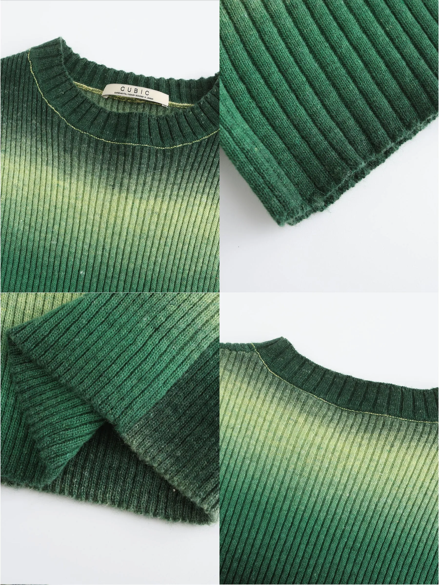 Striped Cropped Knit T-Shirt With Sleeves