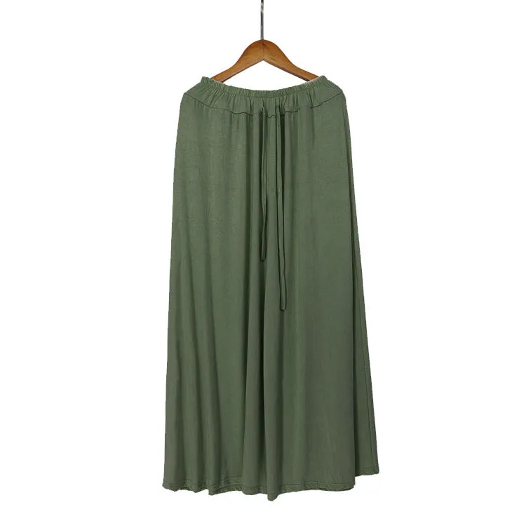 Women Modal Wide Leg Pants Casual Sporty Yoga High Waist Ankle-Length Plus Size Culottes