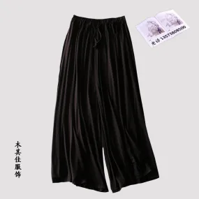 Women Modal Wide Leg Pants Casual Sporty Yoga High Waist Ankle-Length Plus Size Culottes