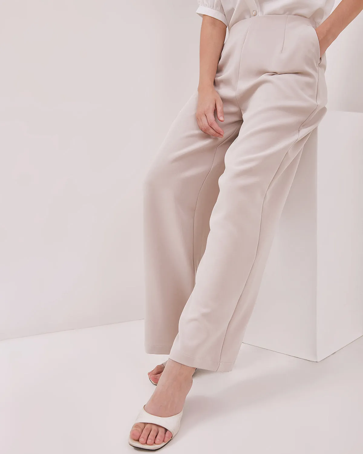 Women's Cream Wide Cut Culottes Long Pants