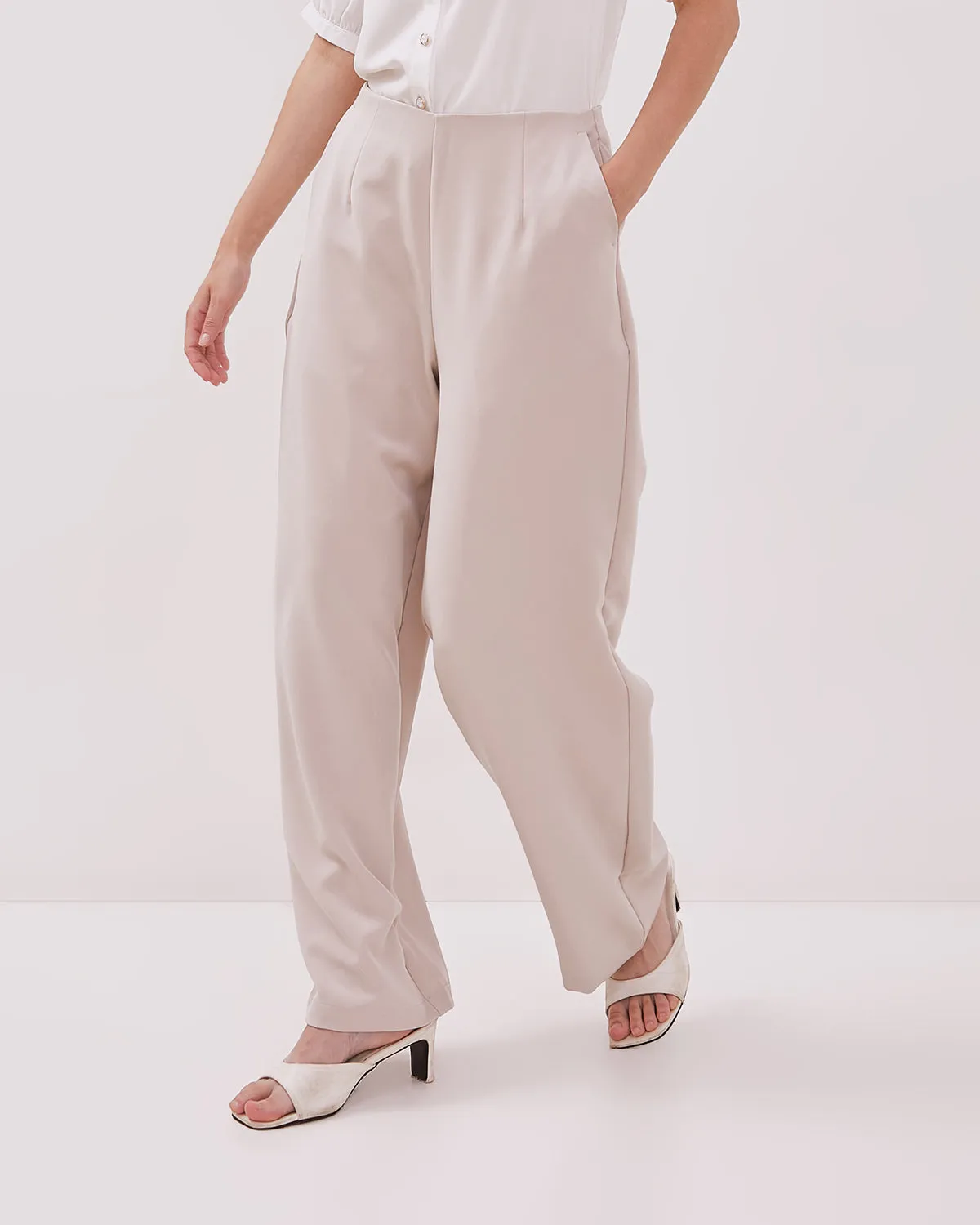Women's Cream Wide Cut Culottes Long Pants