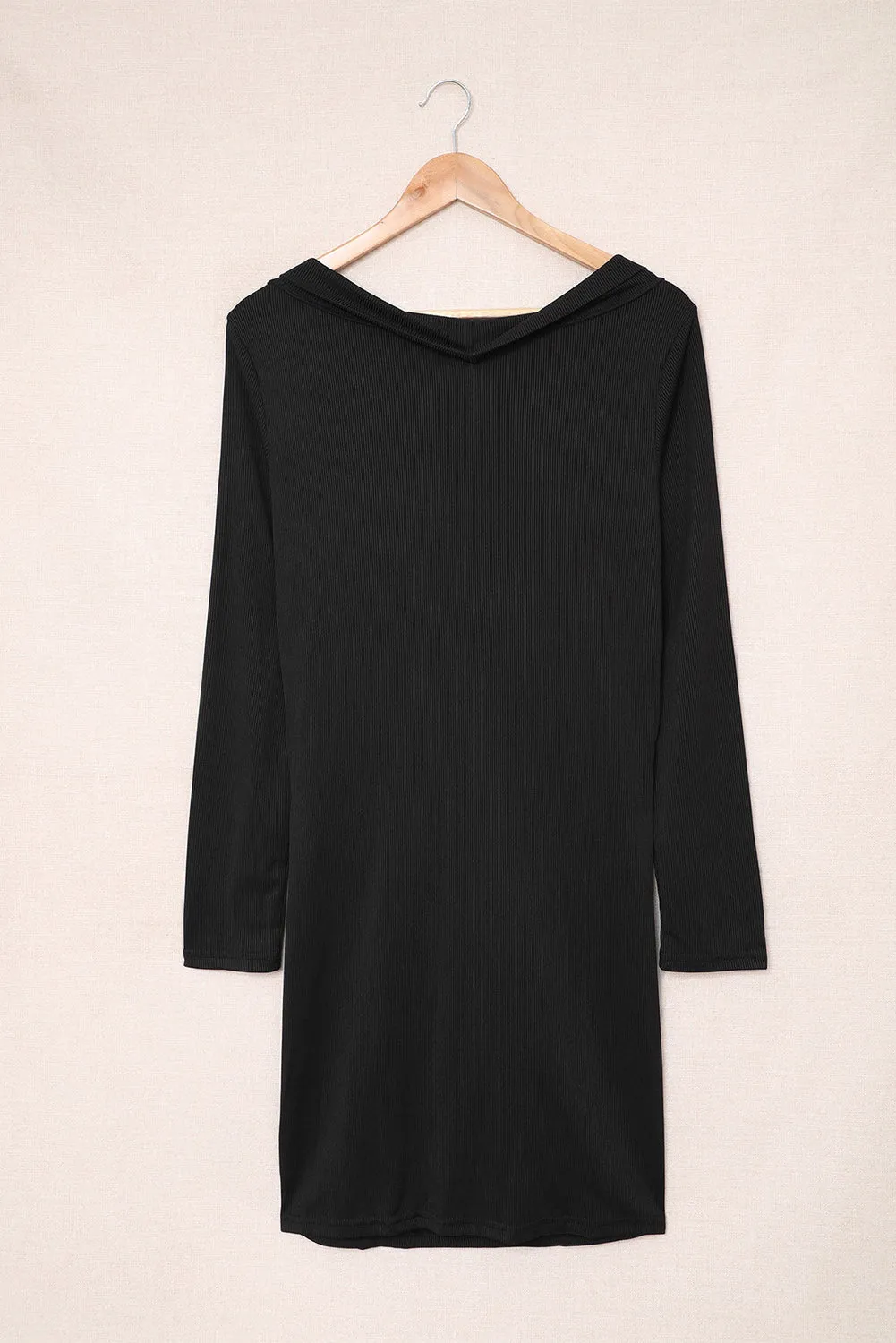 Women's Deep V Neck Long Sleeve Pencil Short Dress Bodycon Mini Dress