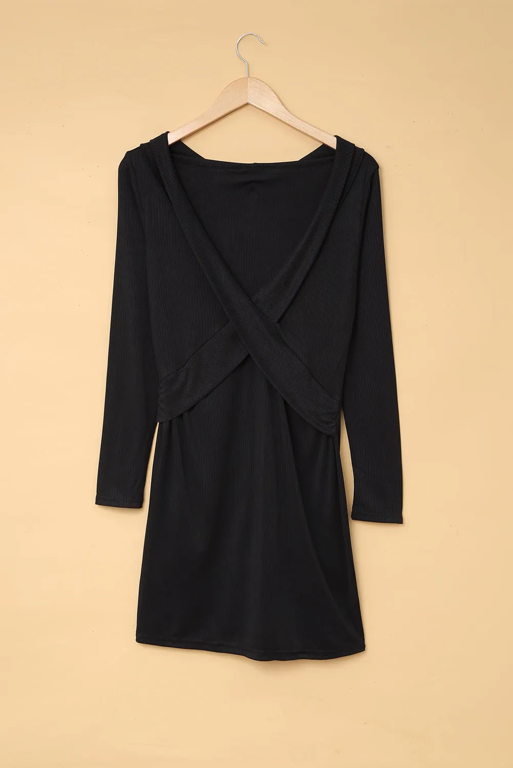 Women's Deep V Neck Long Sleeve Pencil Short Dress Bodycon Mini Dress
