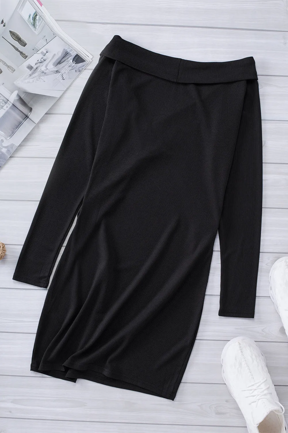 Women's Deep V Neck Long Sleeve Pencil Short Dress Bodycon Mini Dress