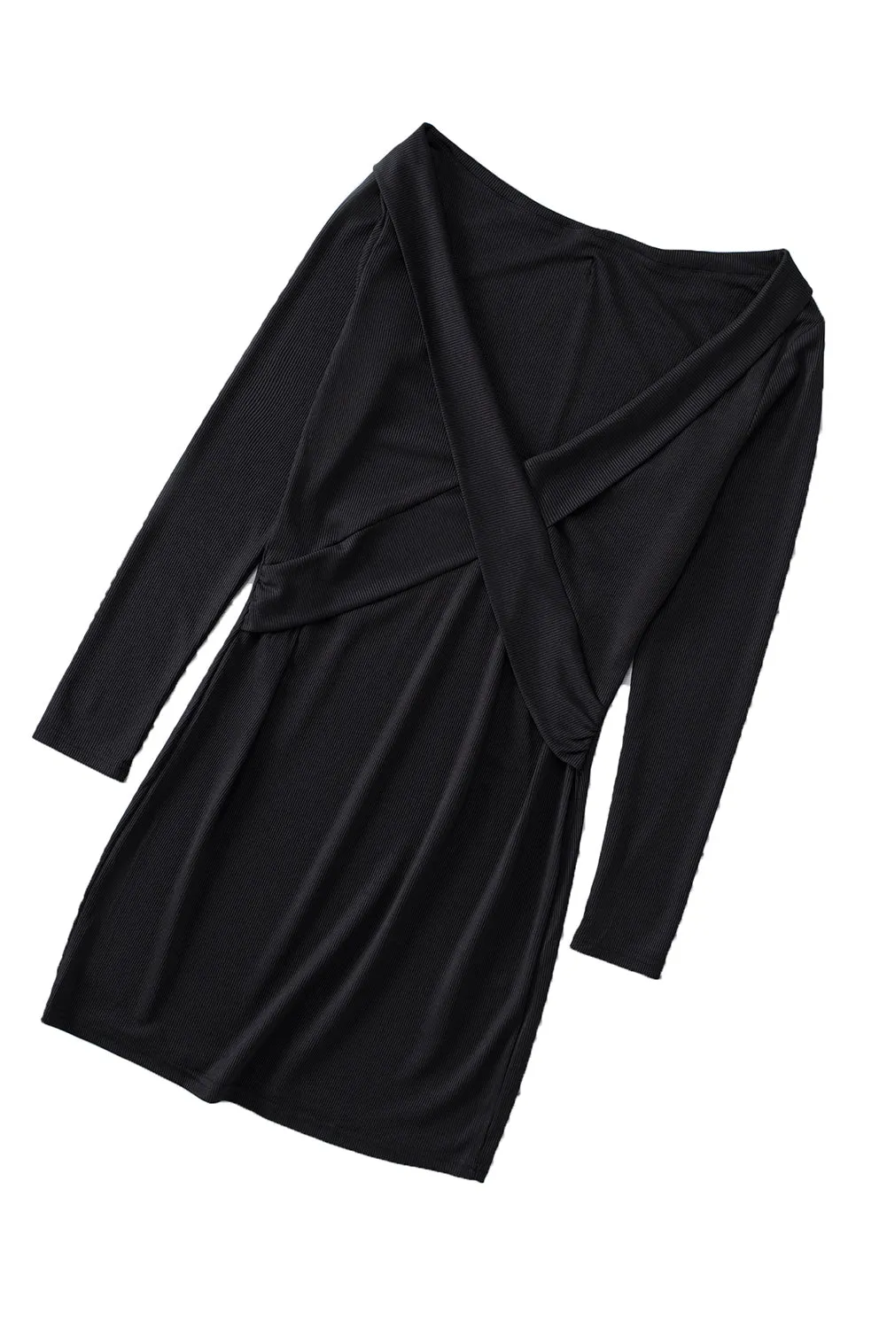 Women's Deep V Neck Long Sleeve Pencil Short Dress Bodycon Mini Dress